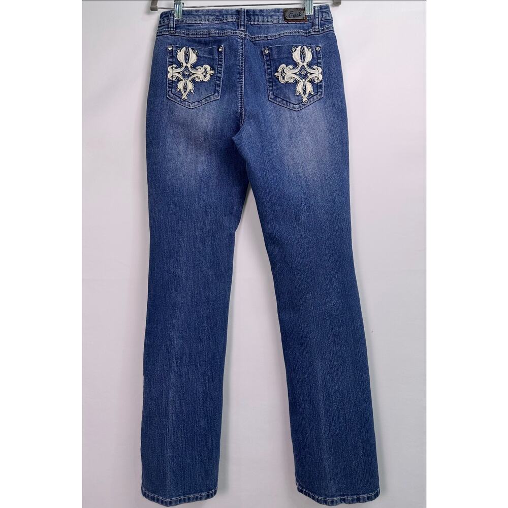 Earl Jean Embellished Moderate Bootcut Jeans Medium Wash Size 8 Average - Picture 2 of 13